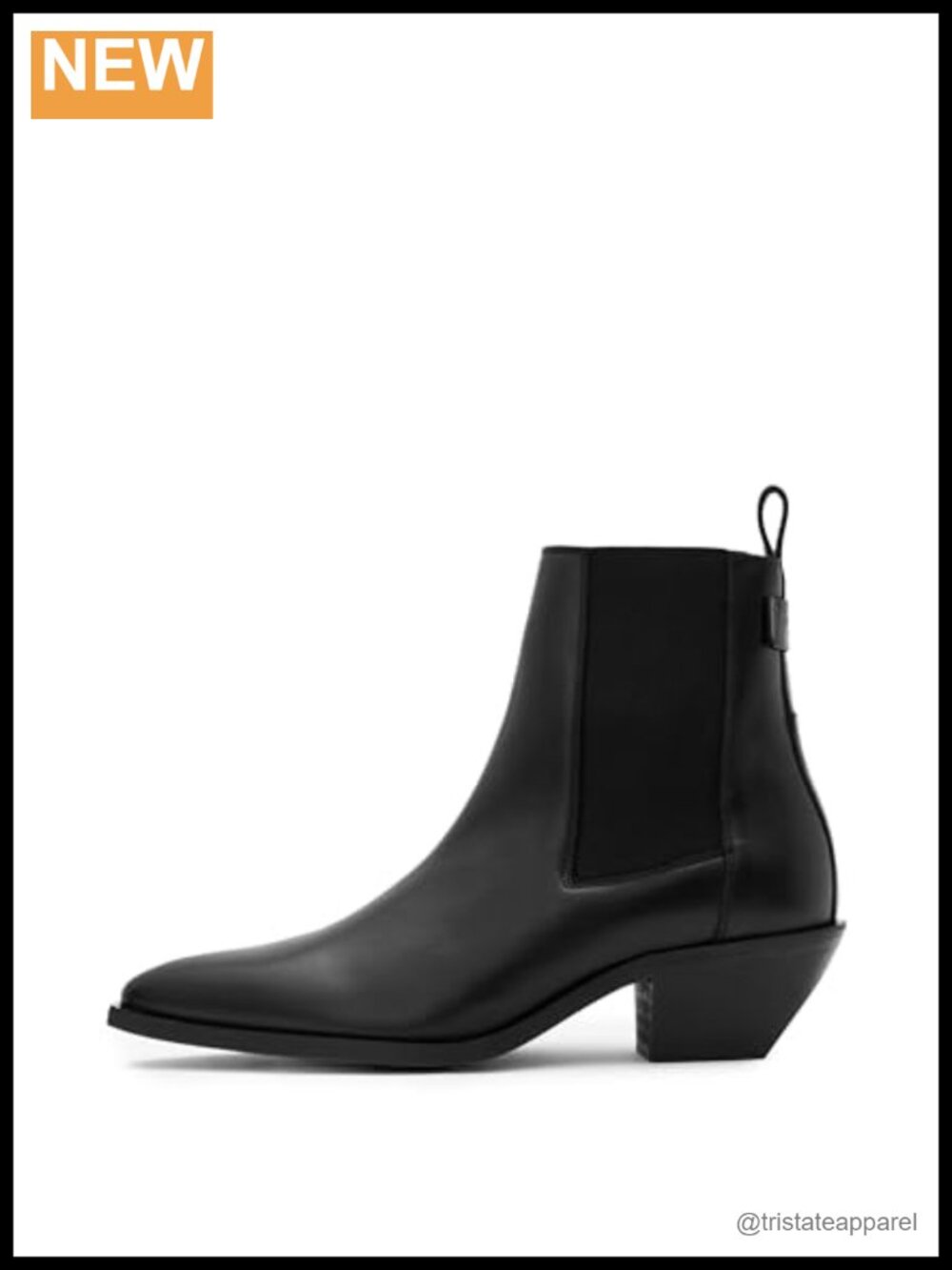 AllSaints Fox Boots Women Ankle Bootie Chelsea Pointed Toe Matte Leather